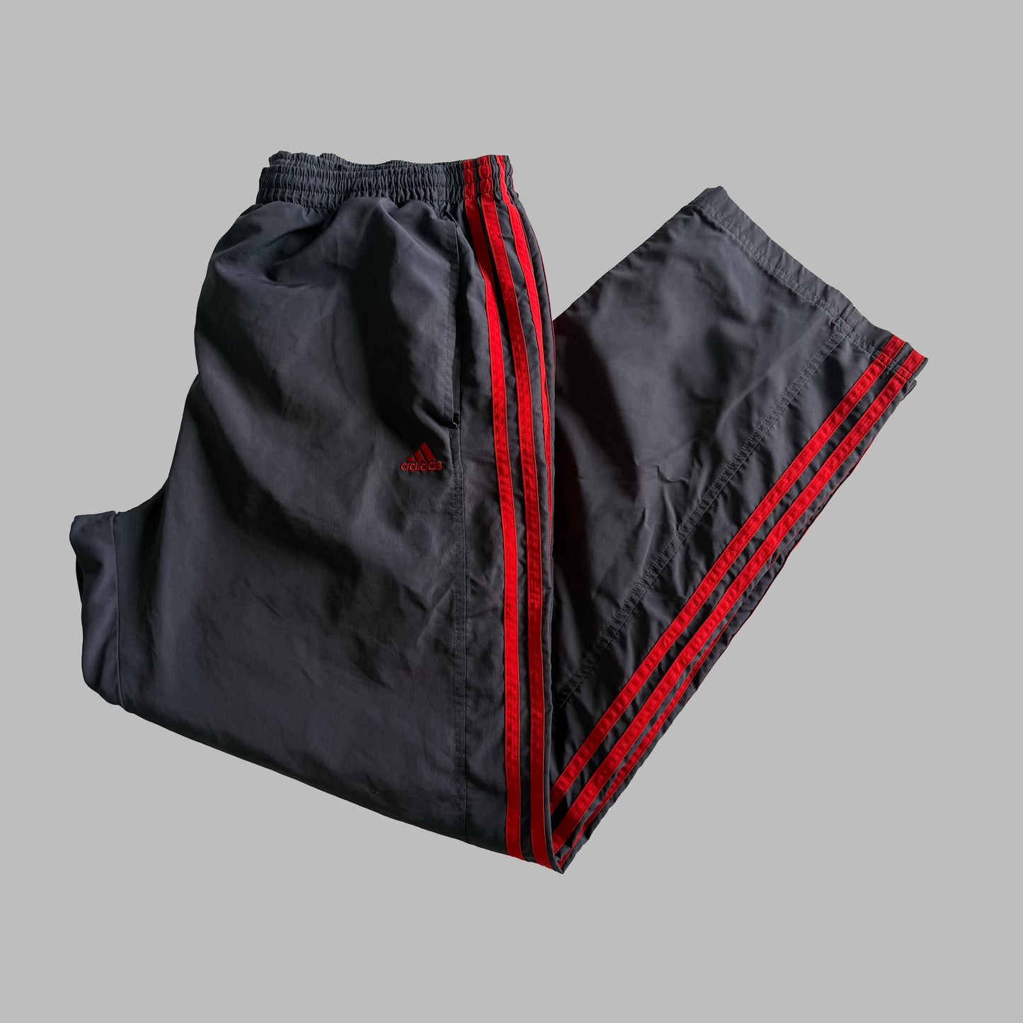 Y2K Adidas Three Stripe Wide Leg Track Pants - M