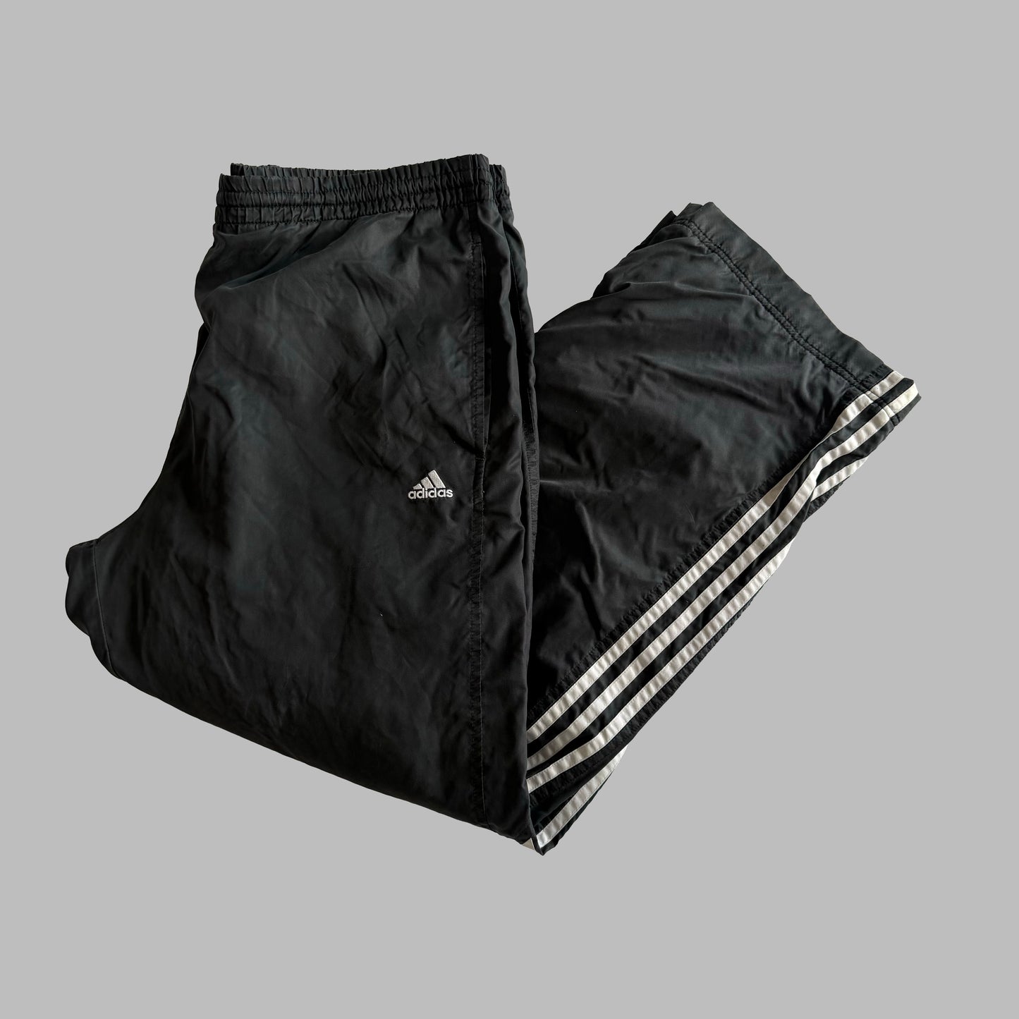 Y2K Adidas Three Stripe Wide Leg Track Pants - M