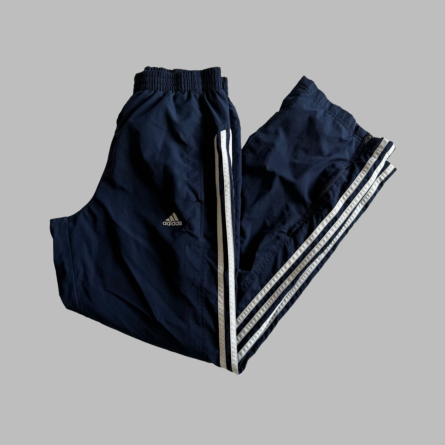 Y2K Adidas Three Stripe Baggy Track Pants - S