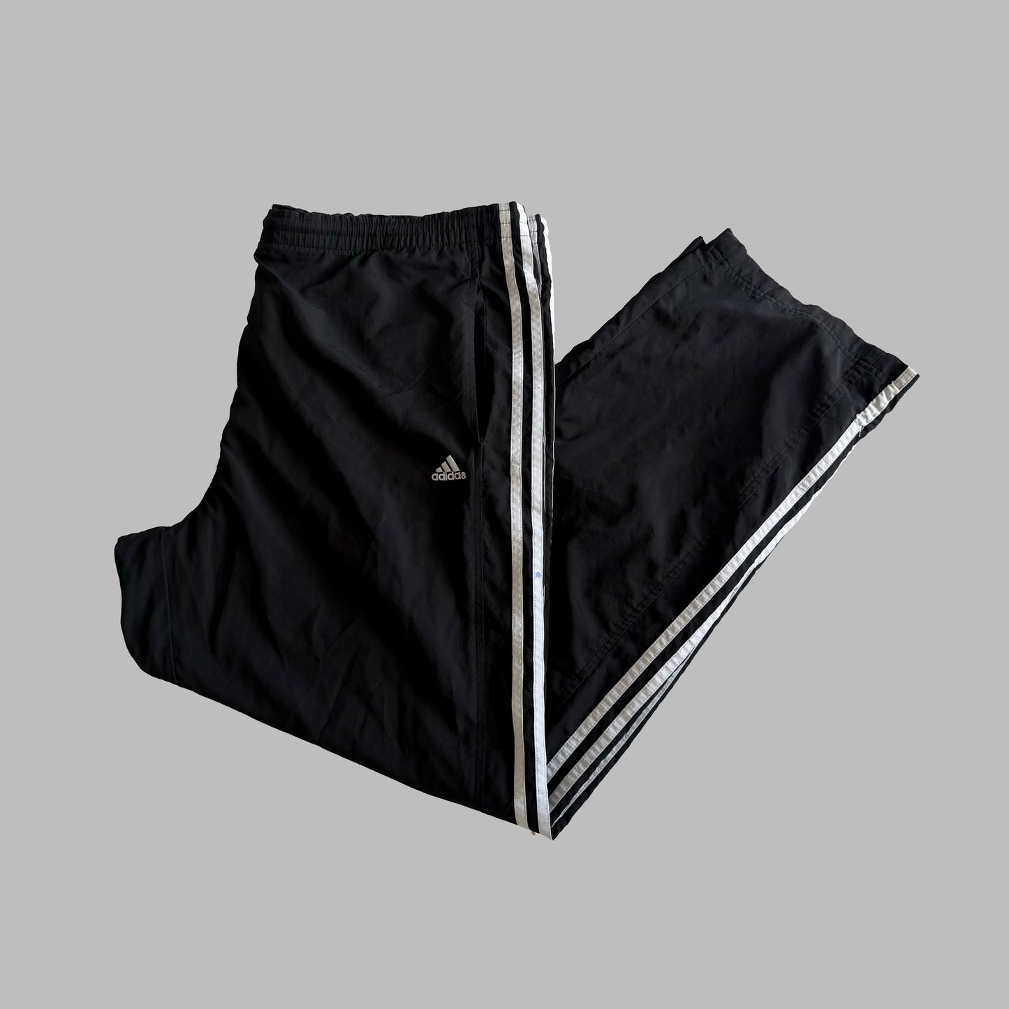 Y2K Adidas Three Stripe Wide Leg Track Pants - XL
