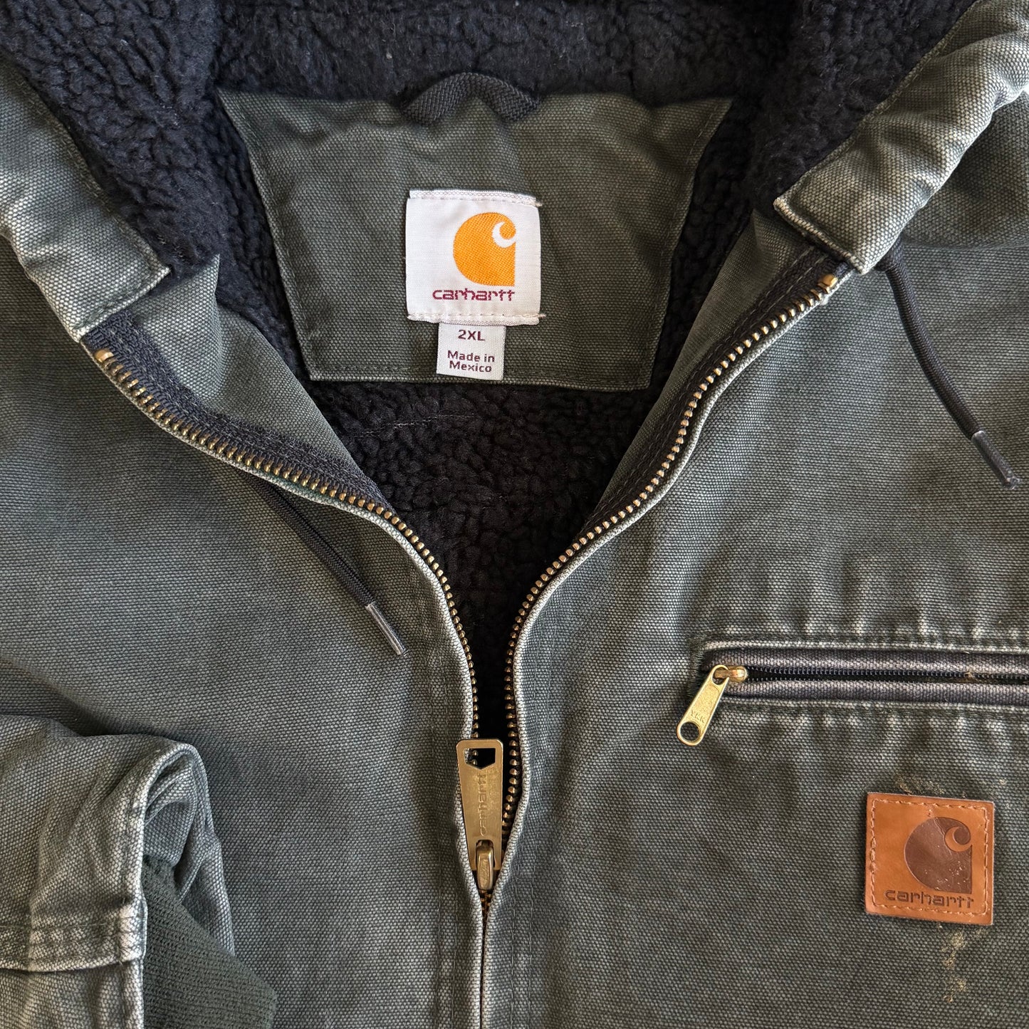 Y2K Carhartt Sherpa-lined Hooded Work Jacket - XXL