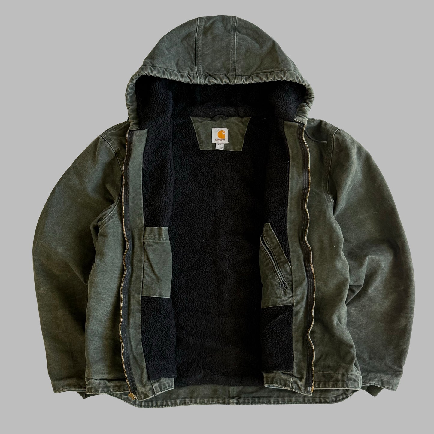 Y2K Carhartt Sherpa-lined Hooded Work Jacket - XXL