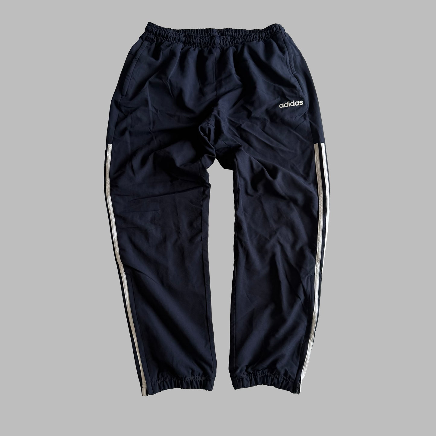 Y2K Adidas Three Stripe Baggy Track Pants - L