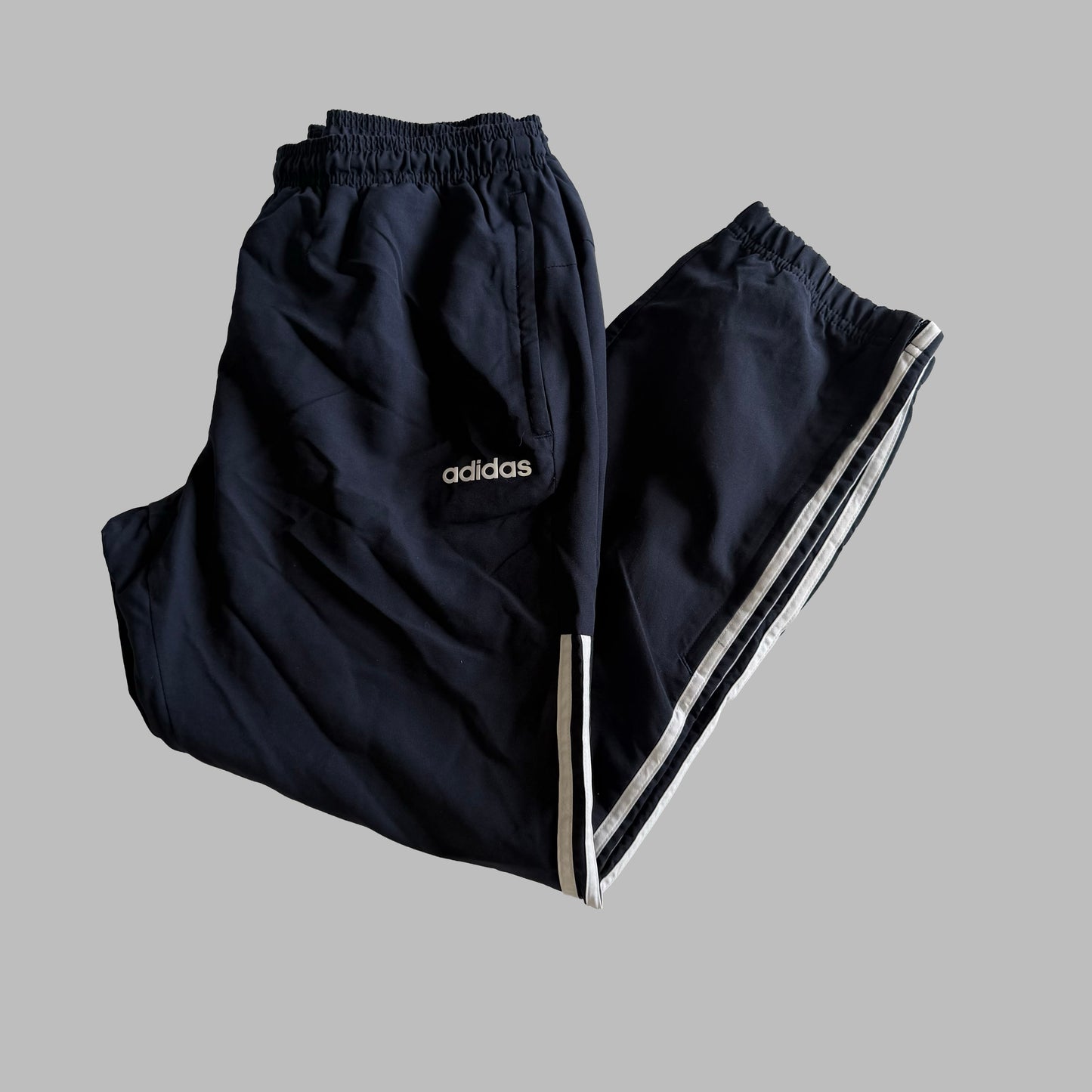 Y2K Adidas Three Stripe Baggy Track Pants - L