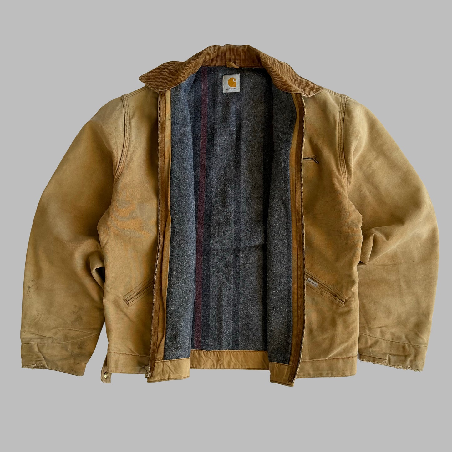 90s Carhartt Blanket Lines Duck Canvas Jacket - L