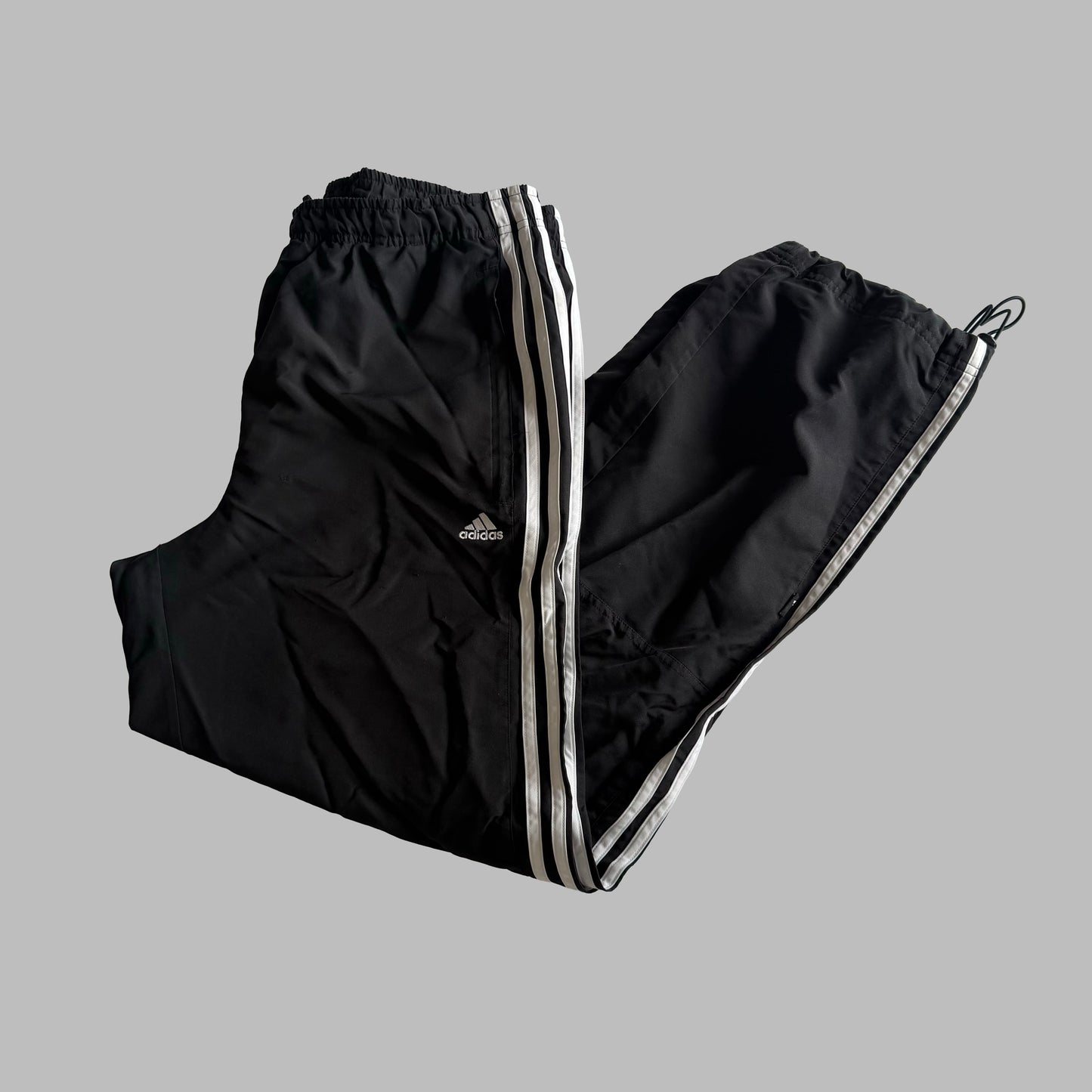Y2K Adidas Three Stripe Parachute Track Pants - M