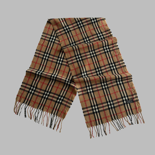 90s Burberry Lambswool Nova Check Scarf