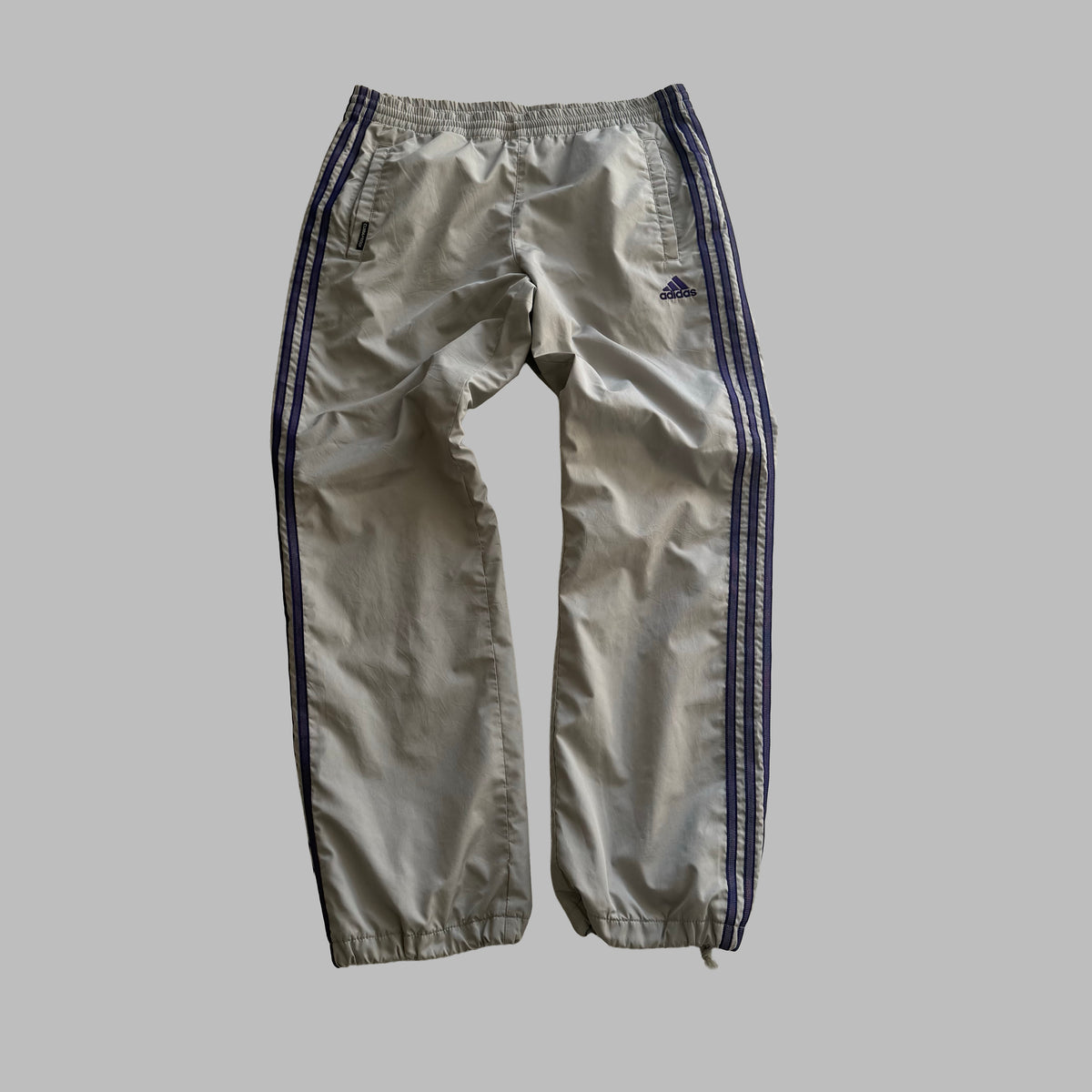 Y2K Adidas Three Stripe Baggy Track Pants - M