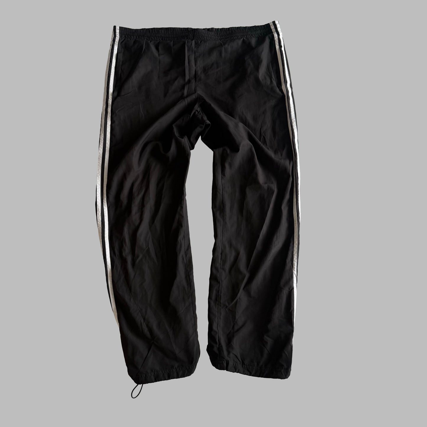 Y2K Adidas Three Stripe Wide Leg Track Pants - L