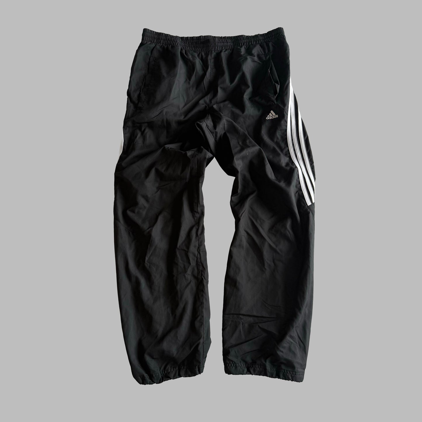 Y2K Adidas Three Stripe Baggy Track Pants - S
