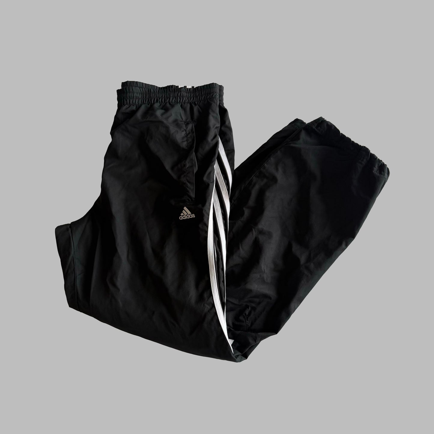 Y2K Adidas Three Stripe Baggy Track Pants - S