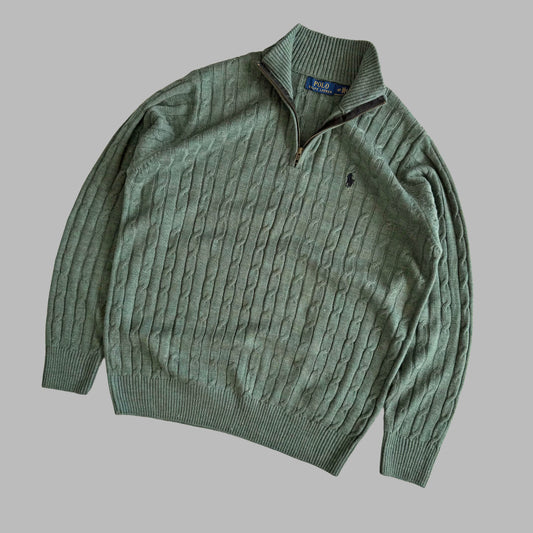 Ralph Lauren Cable Knit Quarter Zip - Large
