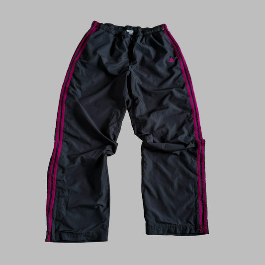 Y2K Adidas Three Stripe Wide Leg Track Pants - L