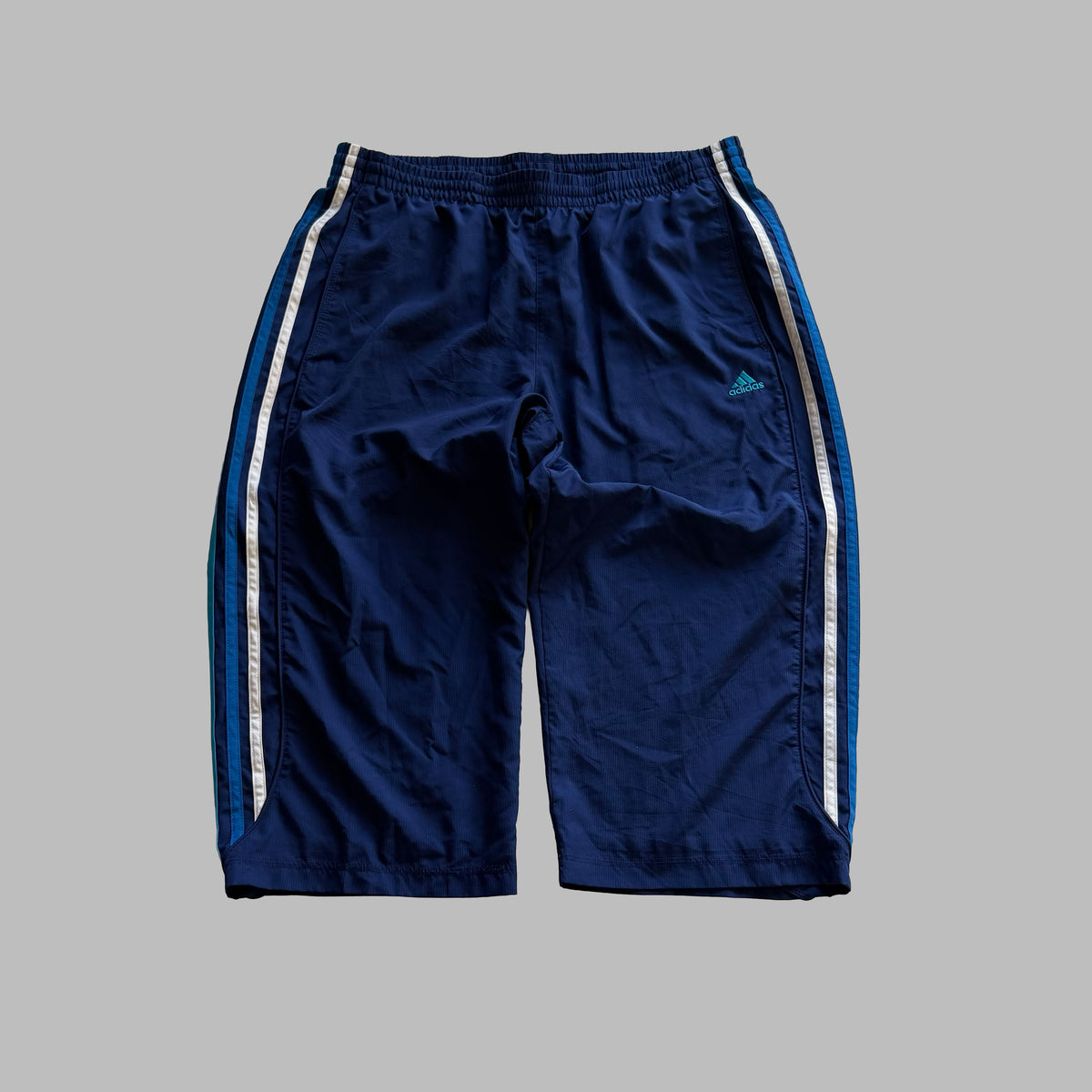 Y2K Adidas Three Stripe Baggy 3/4 Track Pants - L