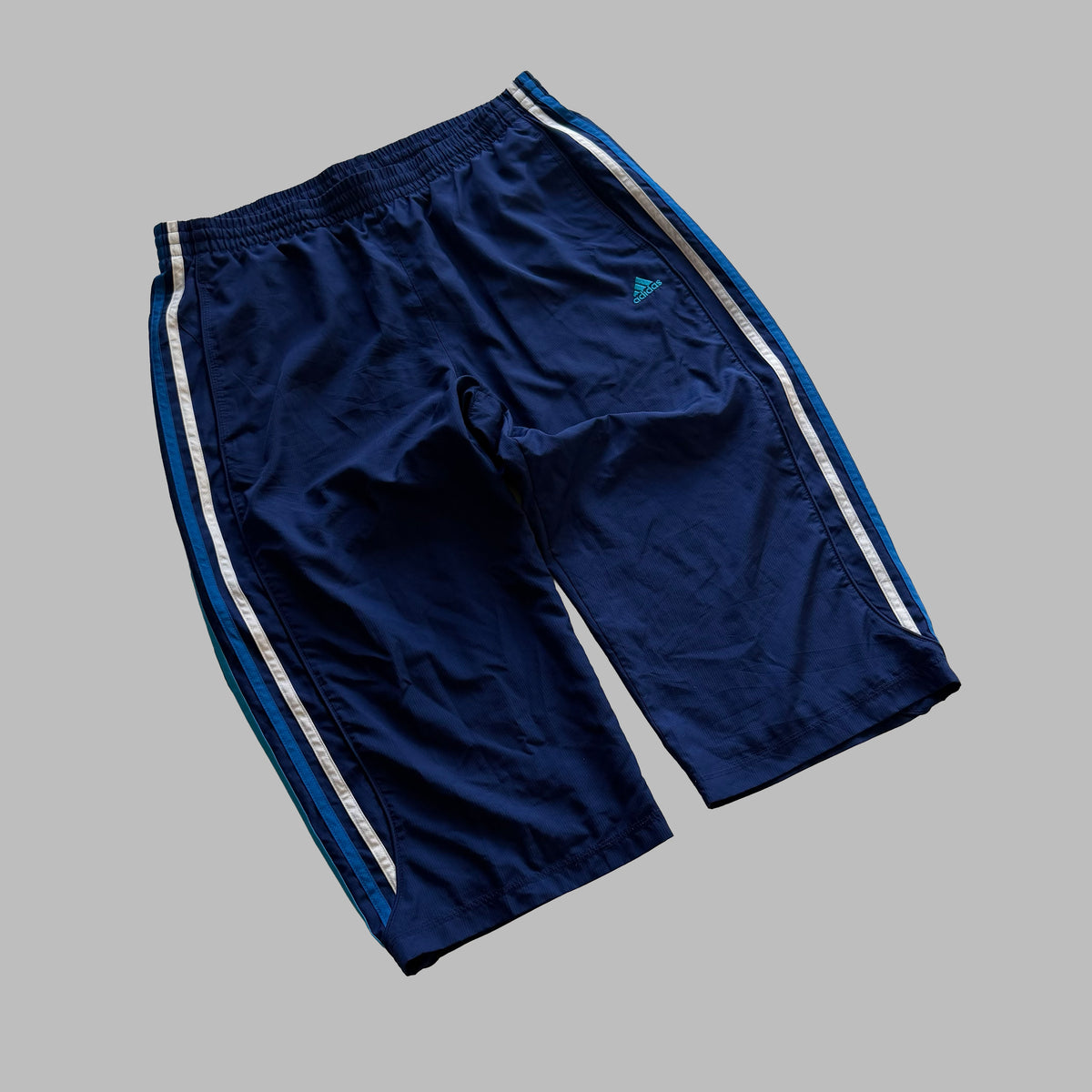 Y2K Adidas Three Stripe Baggy 3/4 Track Pants - L