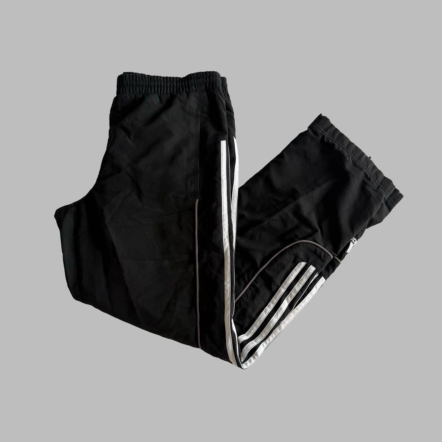 Y2K Adidas Three Stripe Baggy Track Pants - L