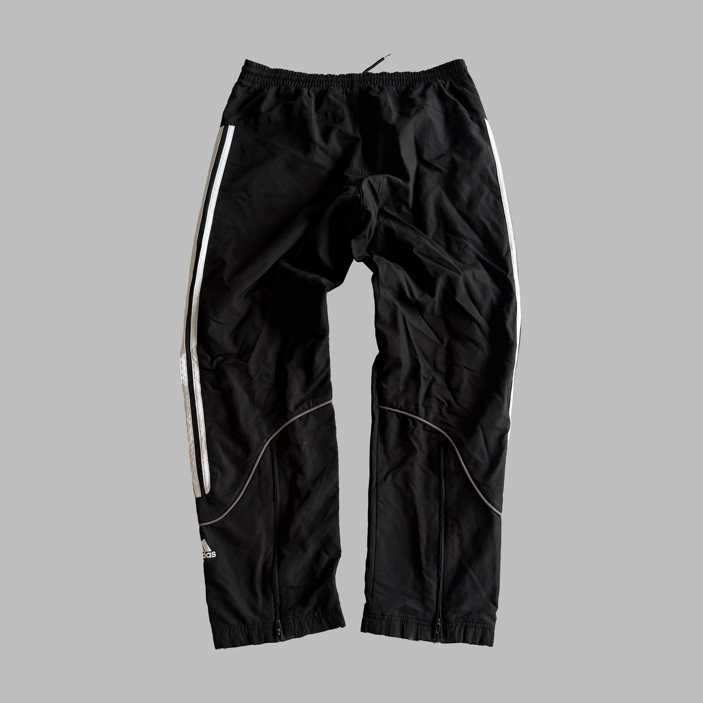 Y2K Adidas Three Stripe Baggy Track Pants - L
