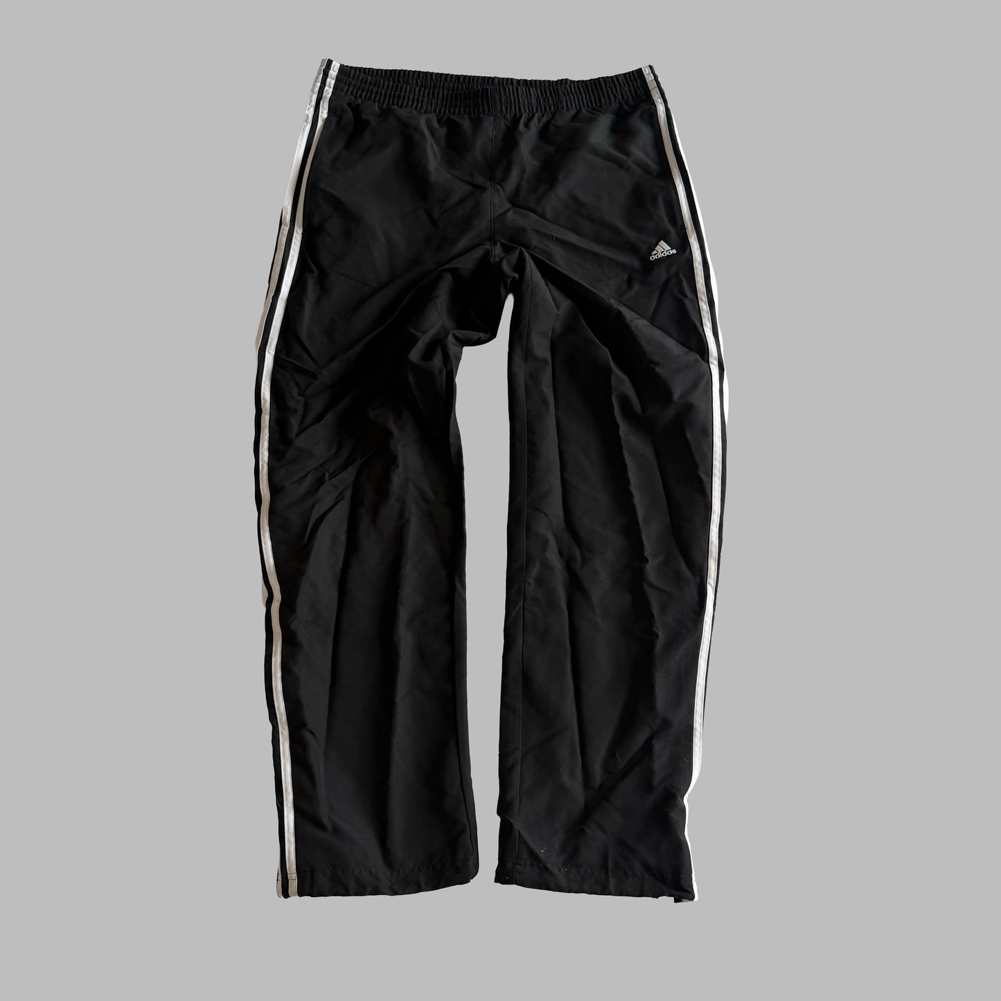 Y2K Adidas Three Stripe Wide Leg Track Pants - L
