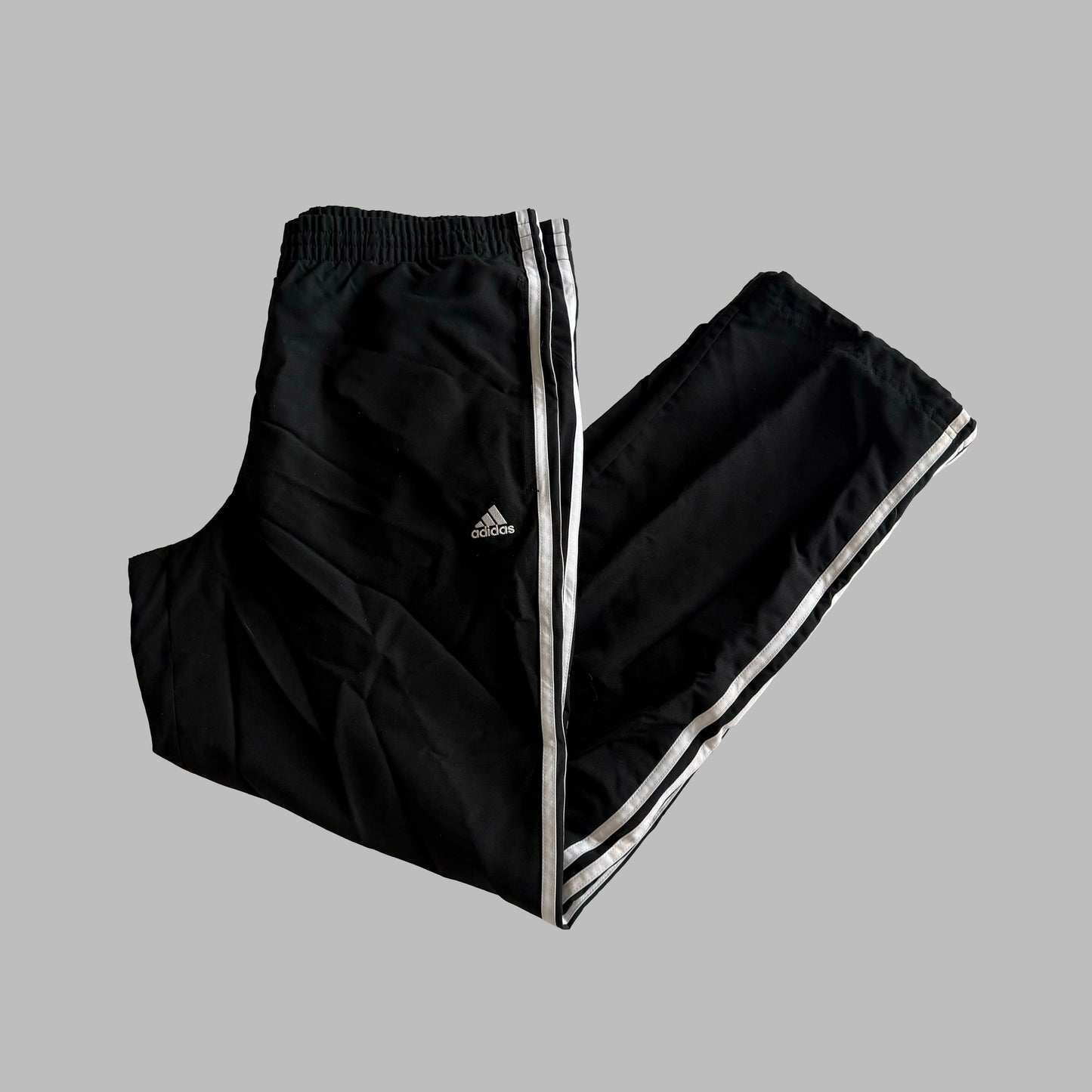 Y2K Adidas Three Stripe Wide Leg Track Pants - L