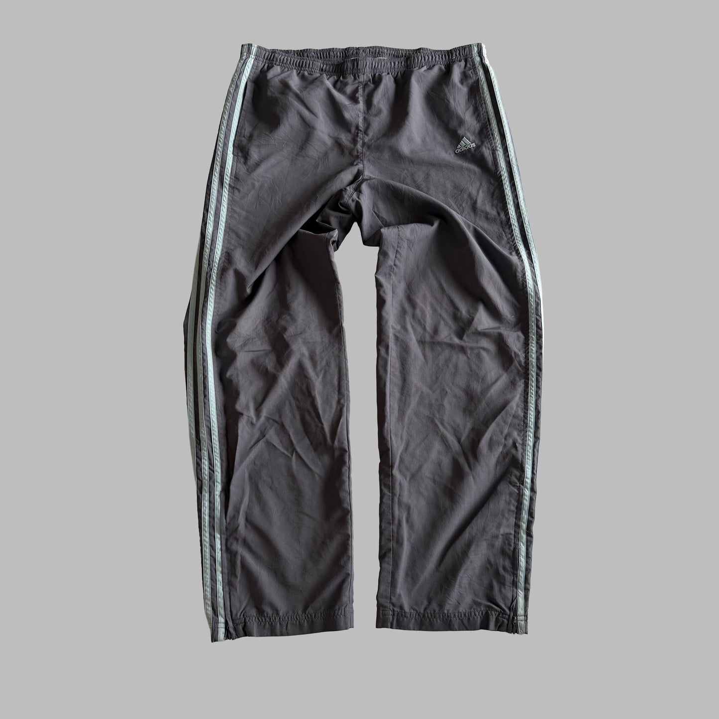 Y2K Adidas Three Stripe Wide Leg Track Pants - M