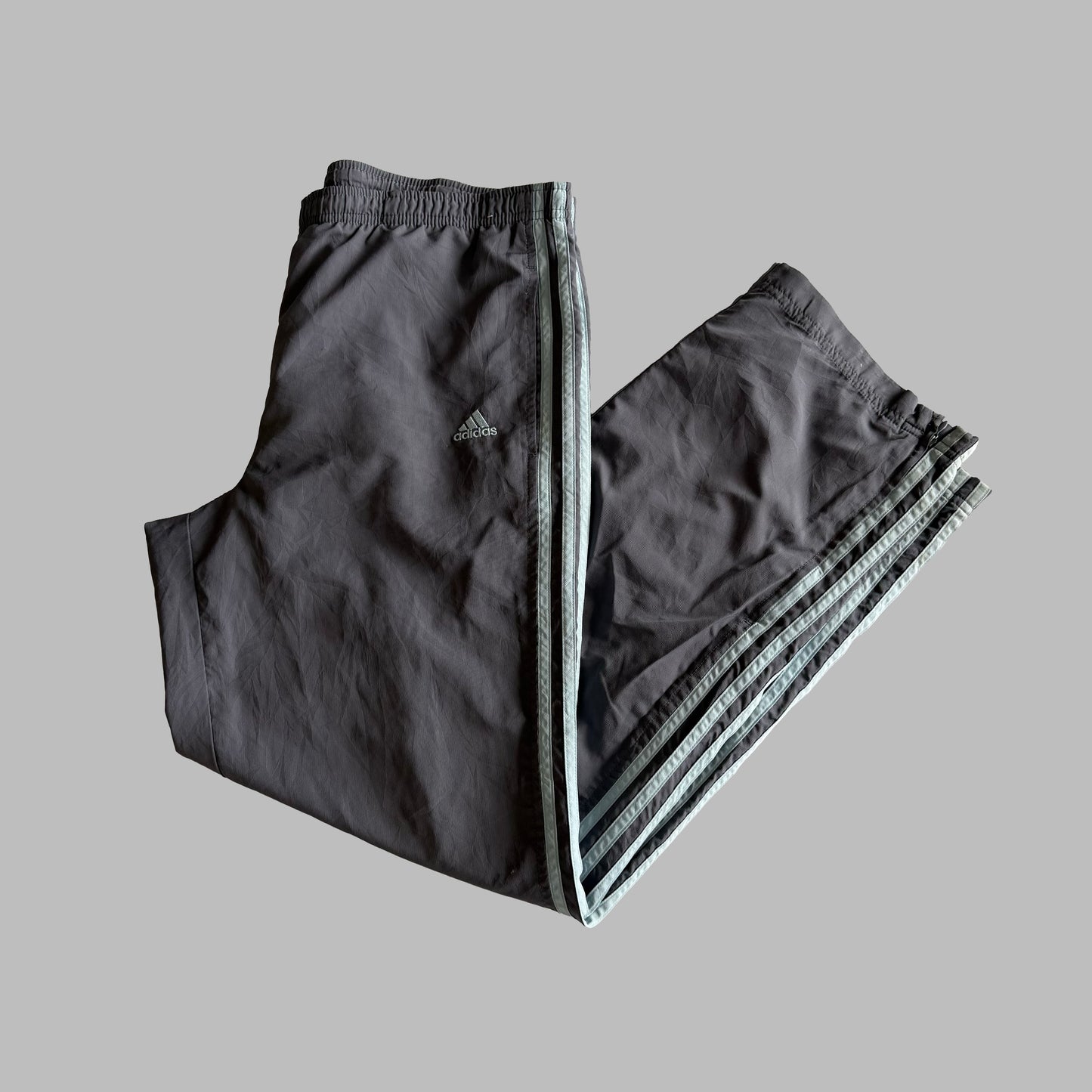 Y2K Adidas Three Stripe Wide Leg Track Pants - M