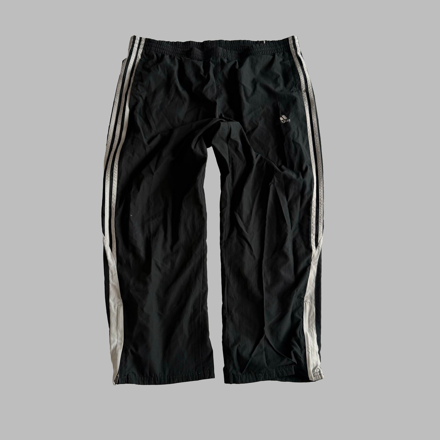 Y2K Adidas Three Stripe Wide Leg Track Pants - L