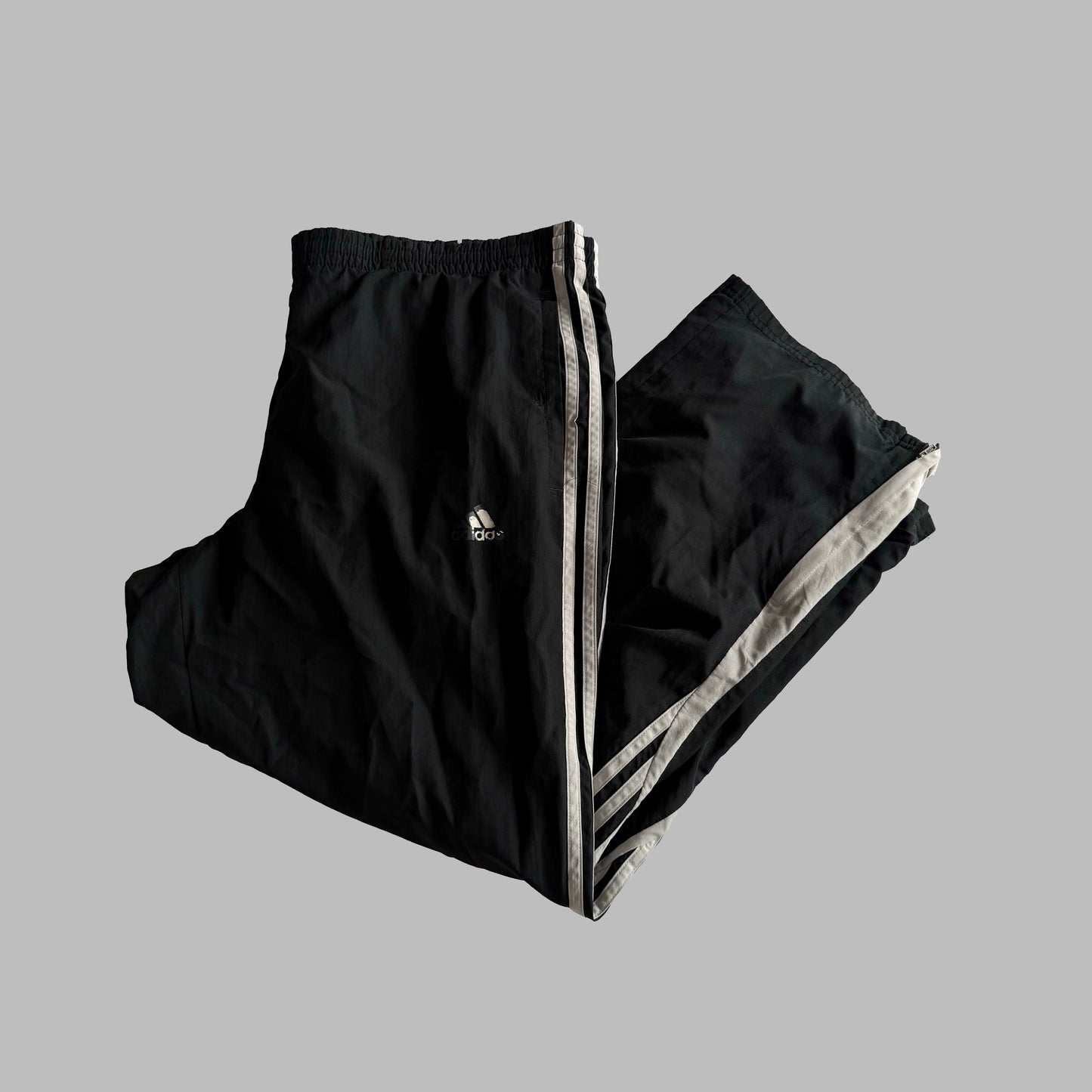 Y2K Adidas Three Stripe Wide Leg Track Pants - L
