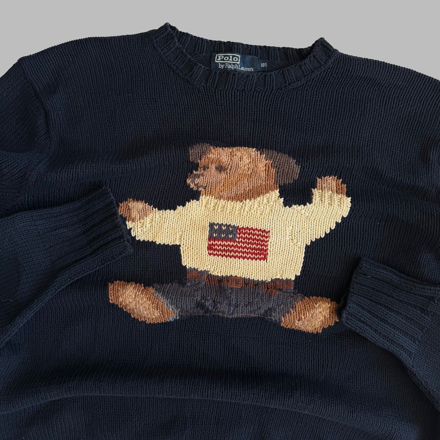 90s Polo Ralph Lauren Sitting Bear Heavy Knit - L
