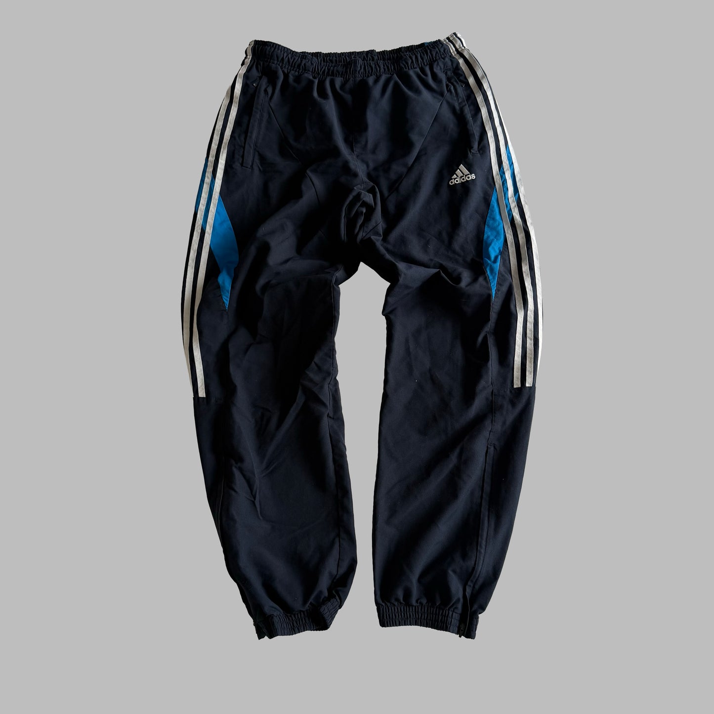 Y2K Adidas Three Stripe Baggy Track Pants - M