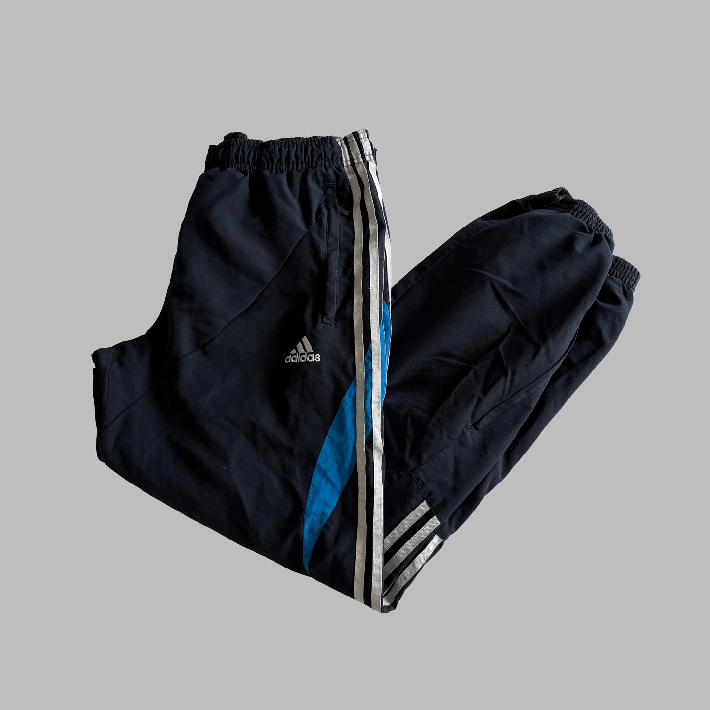 Y2K Adidas Three Stripe Baggy Track Pants - M