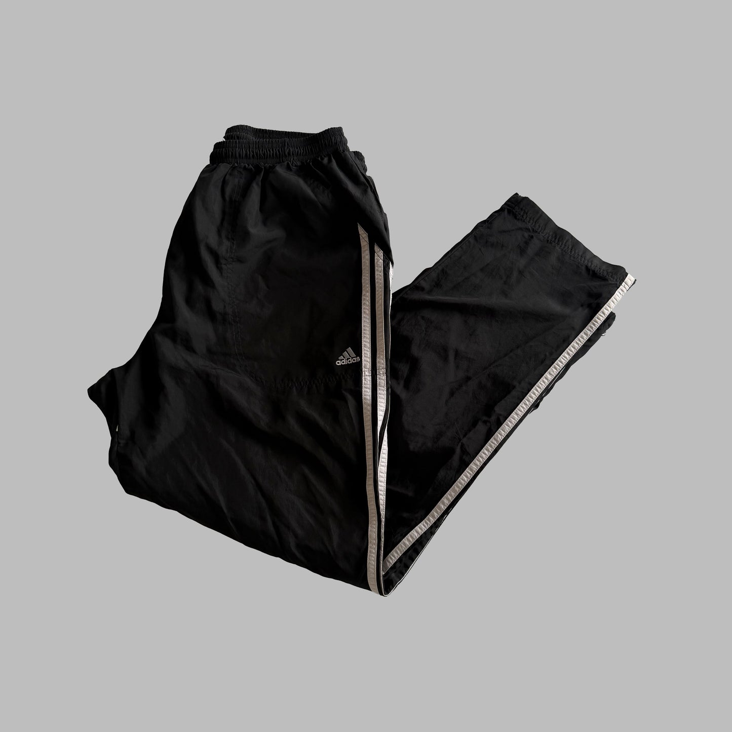 Y2K Adidas Three Stripe Straight Leg Track Pants - M
