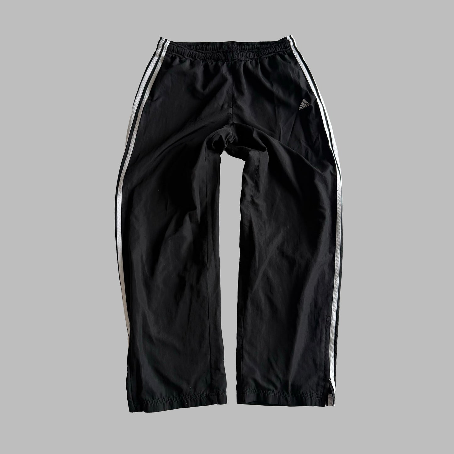 Y2K Adidas Three Stripe Wide Leg Track Pants - M