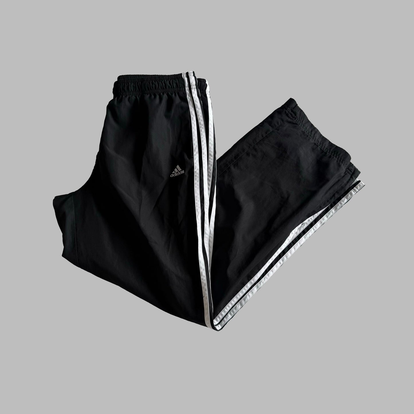Y2K Adidas Three Stripe Wide Leg Track Pants - M
