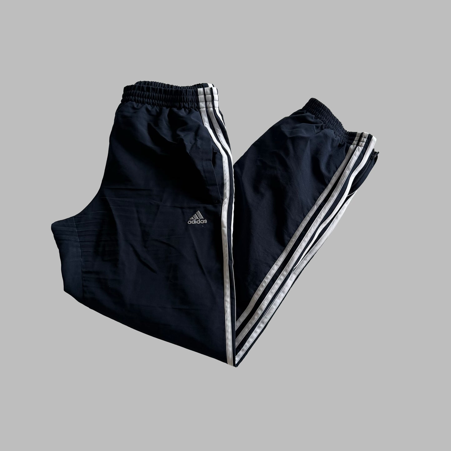Y2K Adidas Three Stripe Baggy Track Pants - S
