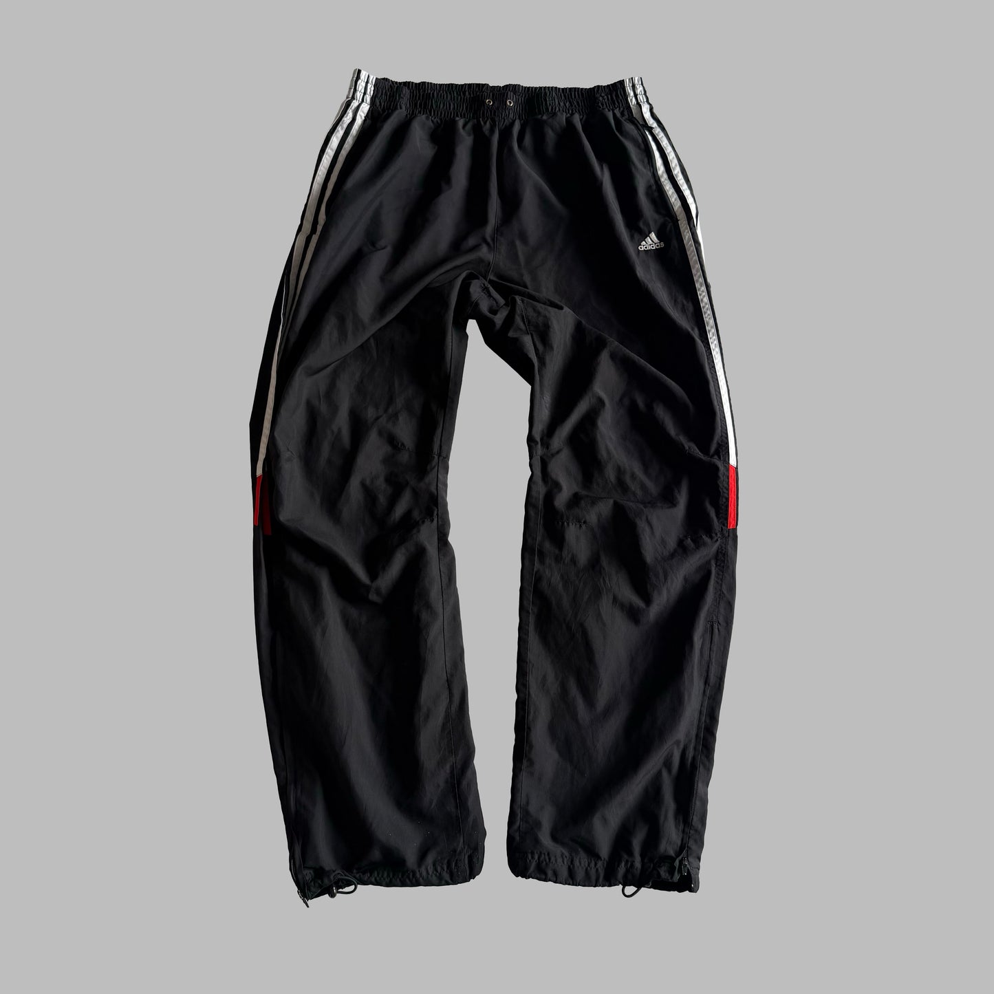 Y2K Adidas Three Stripe Baggy Track Pants - L