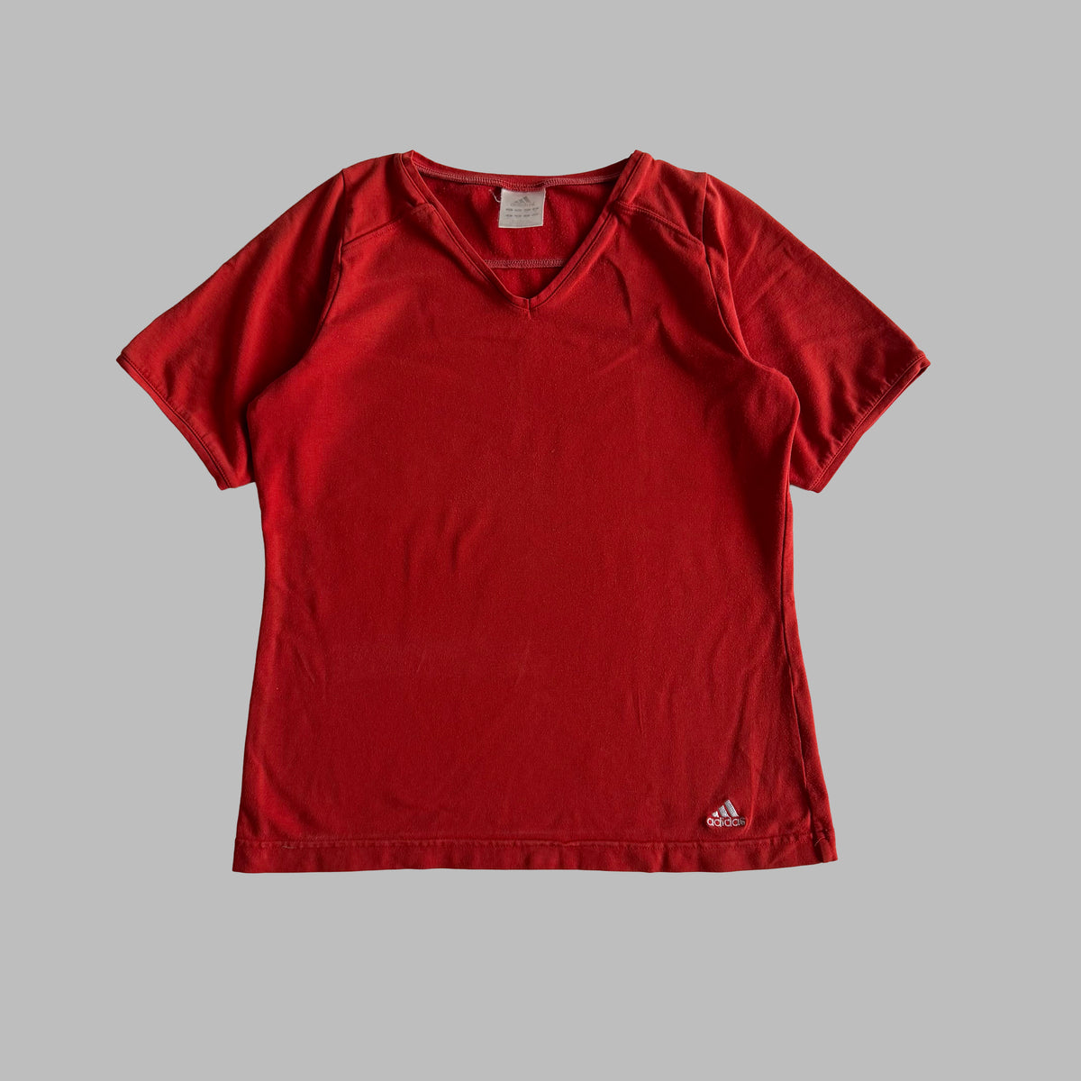 Y2K Adidas Minimal V-Neck Baby Tee - M