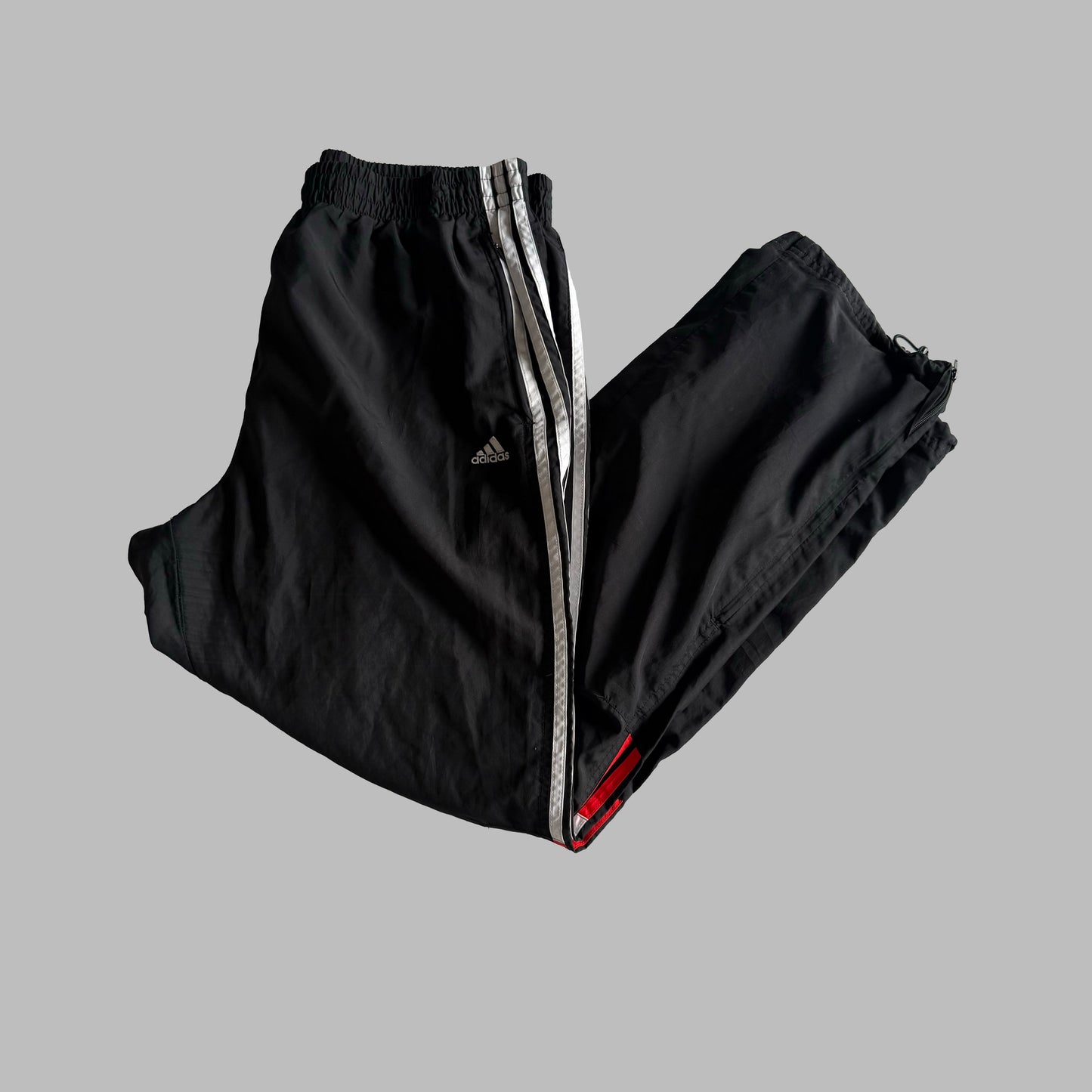 Y2K Adidas Three Stripe Baggy Track Pants - L