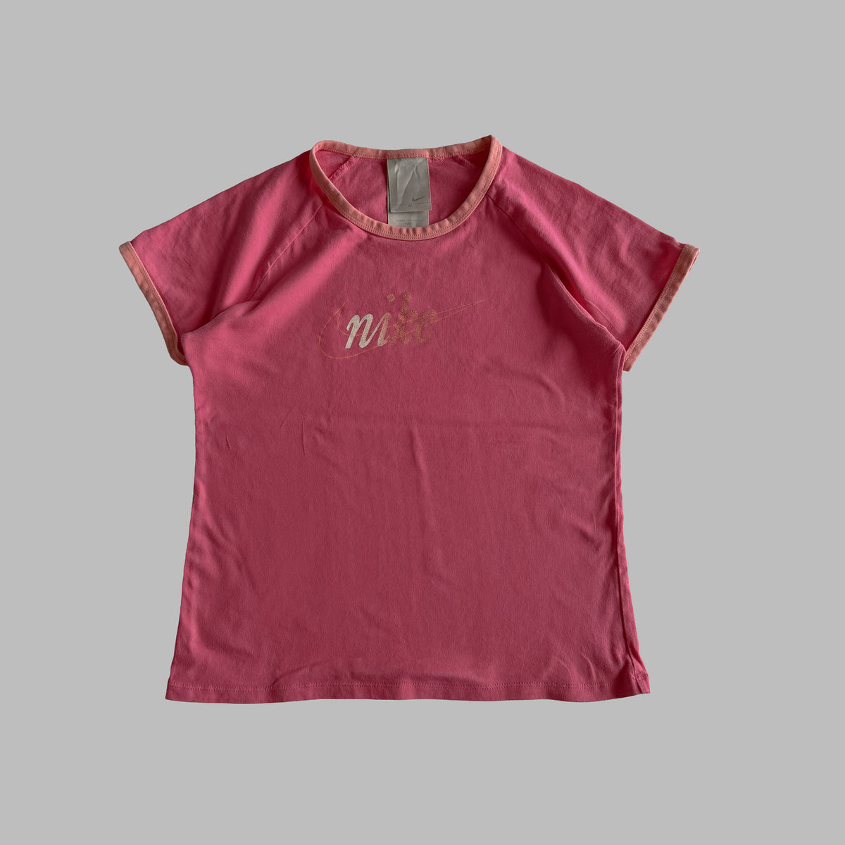 Y2K Nike Cursive Ringer Baby Tee - M