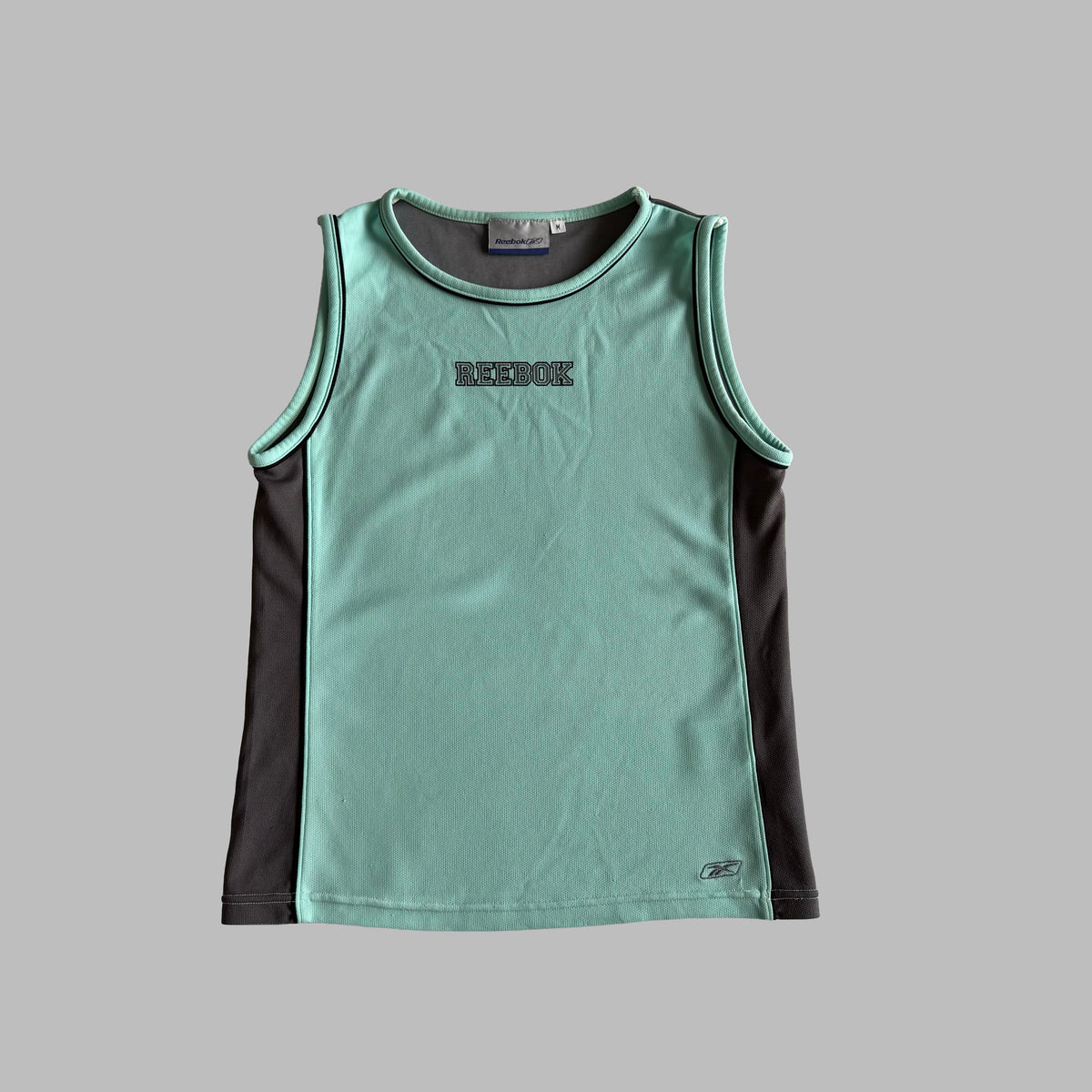 Y2K Reebok Panelled Spell Out Activewear Tank - M