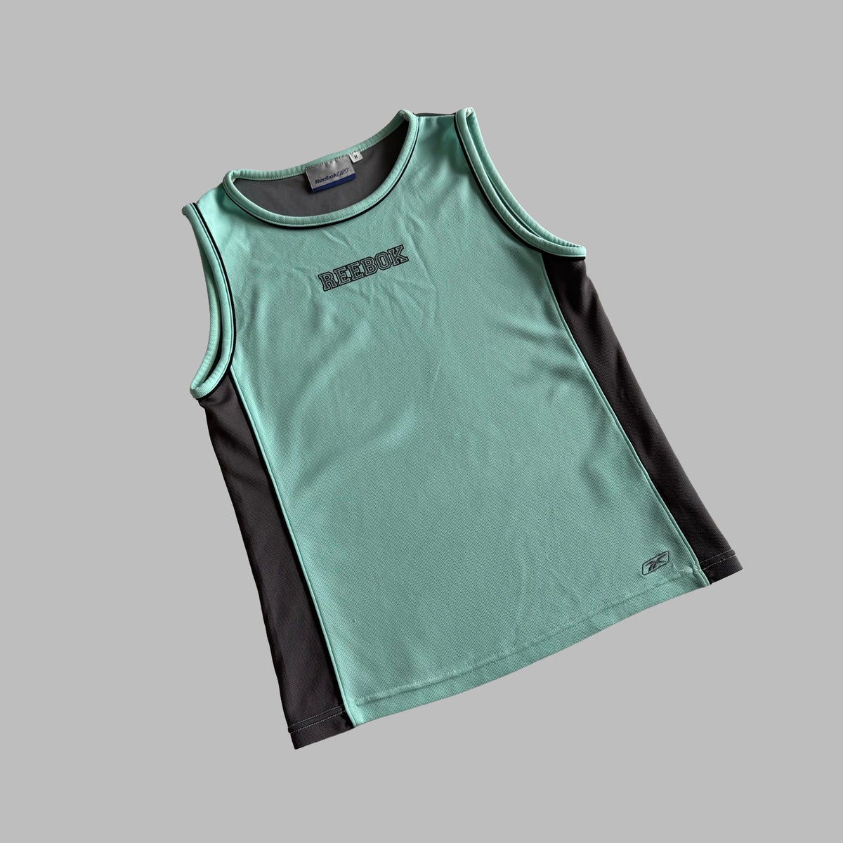 Y2K Reebok Panelled Spell Out Activewear Tank - M