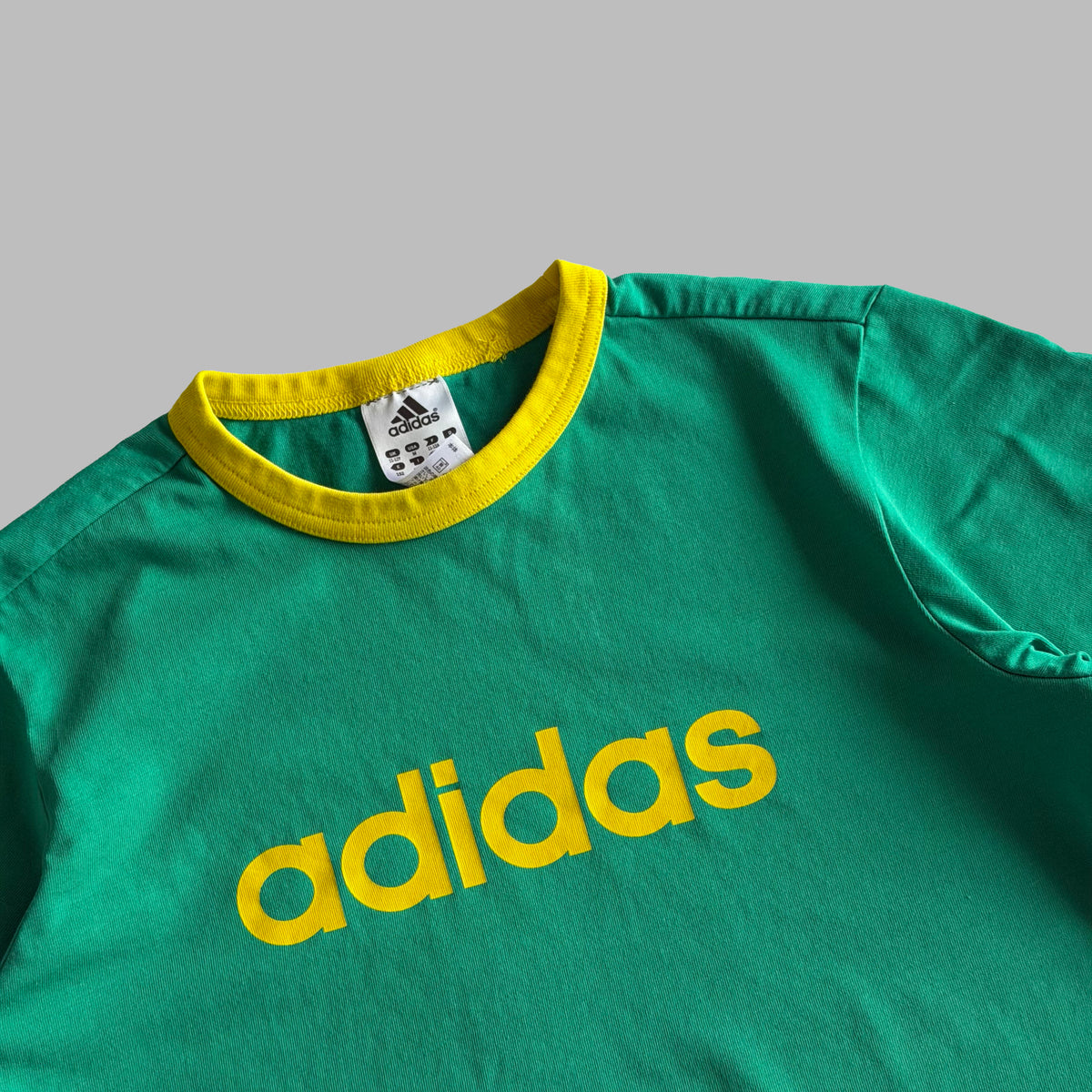 Y2K Adidas Ringer Spell Out Baby Tee - M