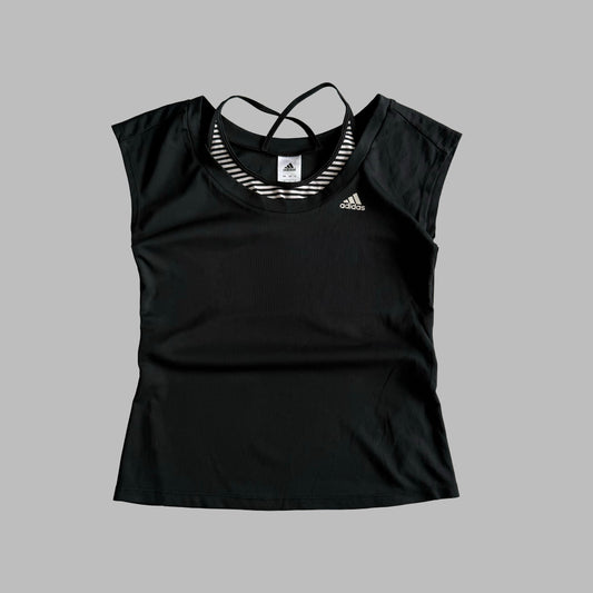 Y2K Adidas Layered Activewear Top - M
