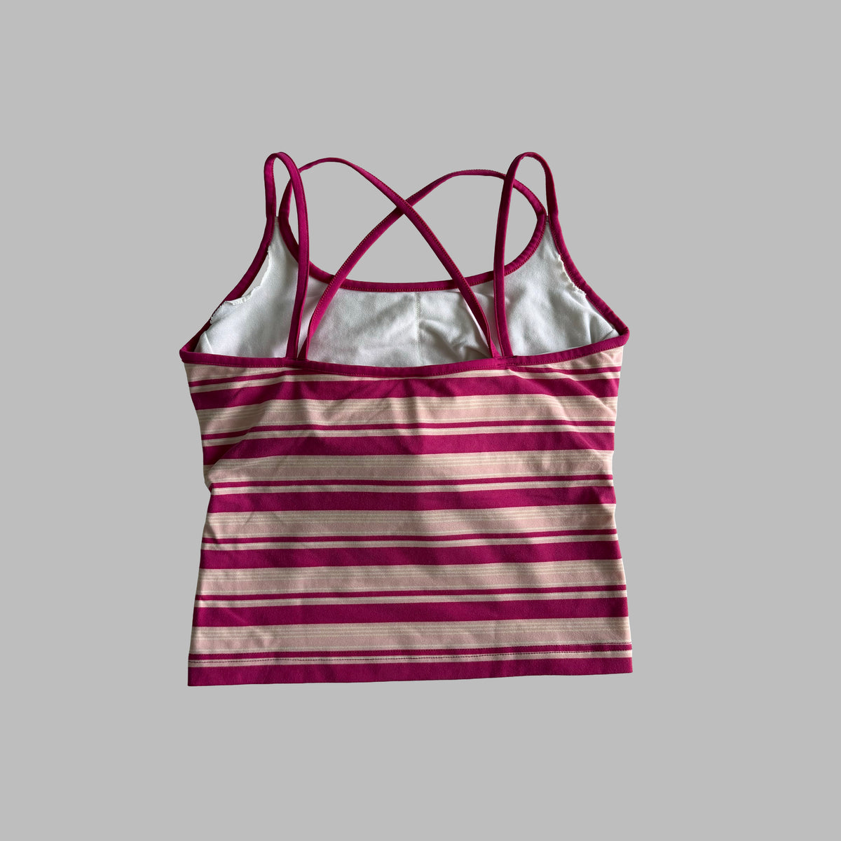 Y2K Adidas Striped Cross Back Activewear Tank - M