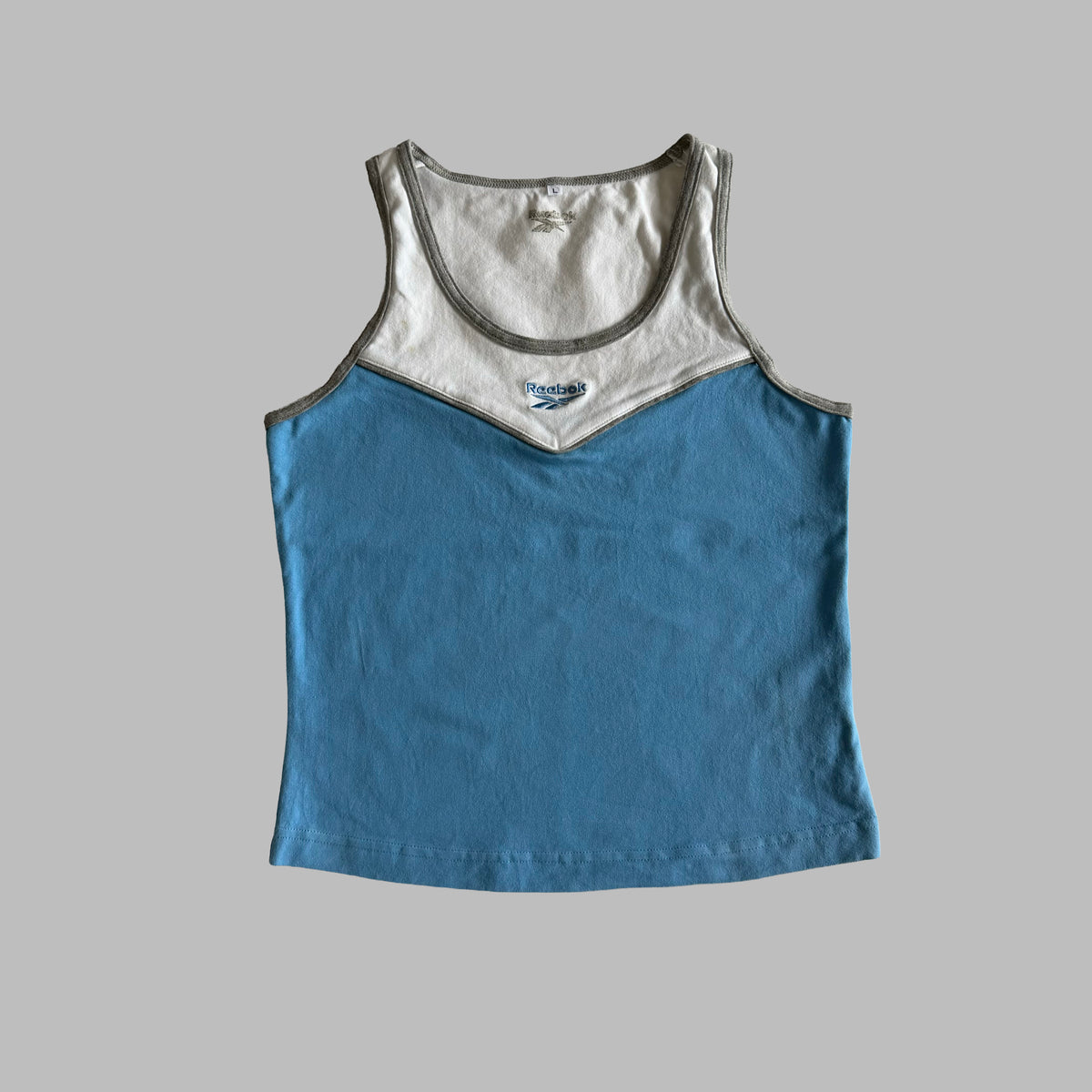 Y2K Reebok Panelled Ringer Activewear Tank - L