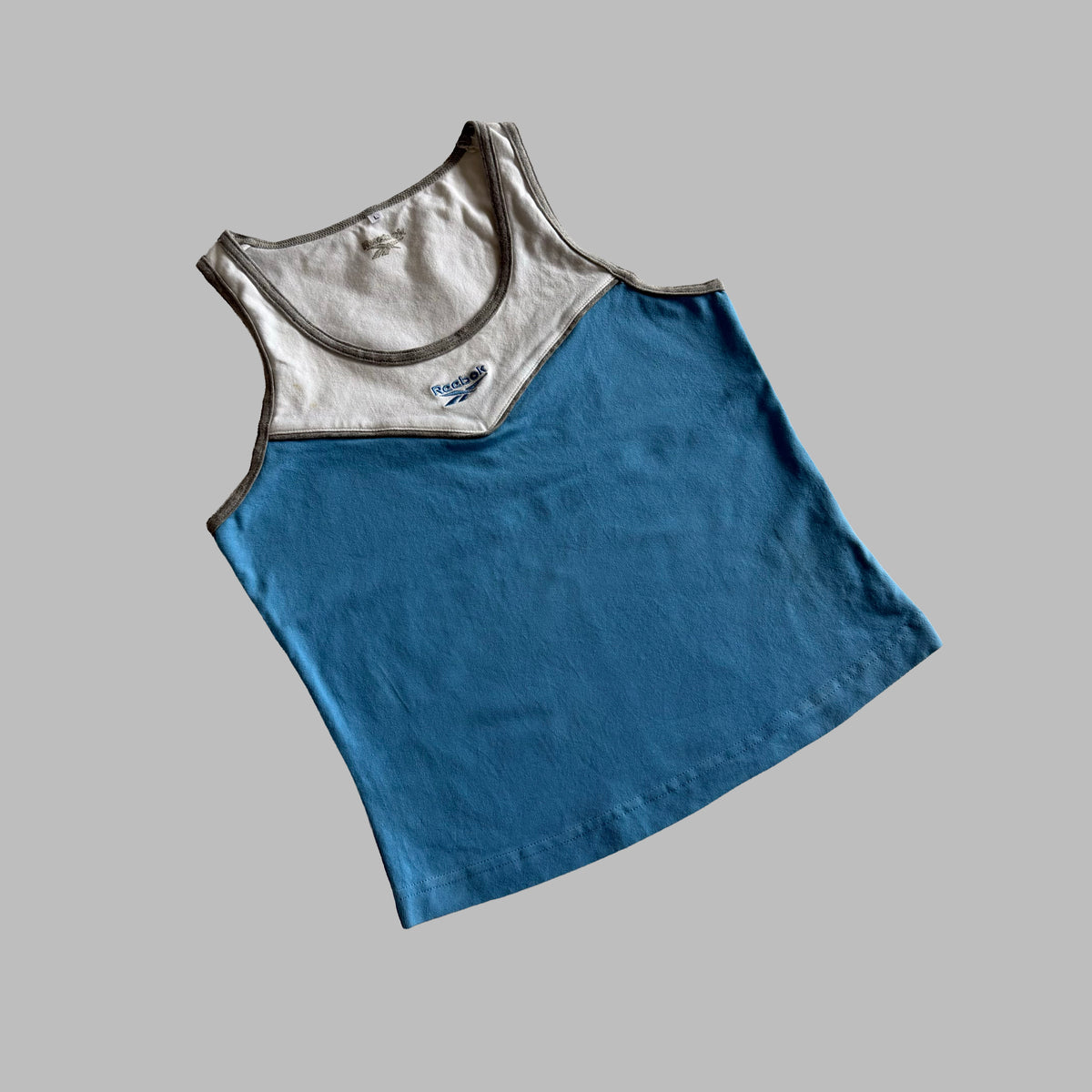 Y2K Reebok Panelled Ringer Activewear Tank - L