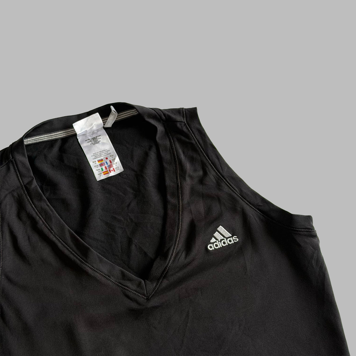 Y2K Adidas V-Neck Activewear Tank - M
