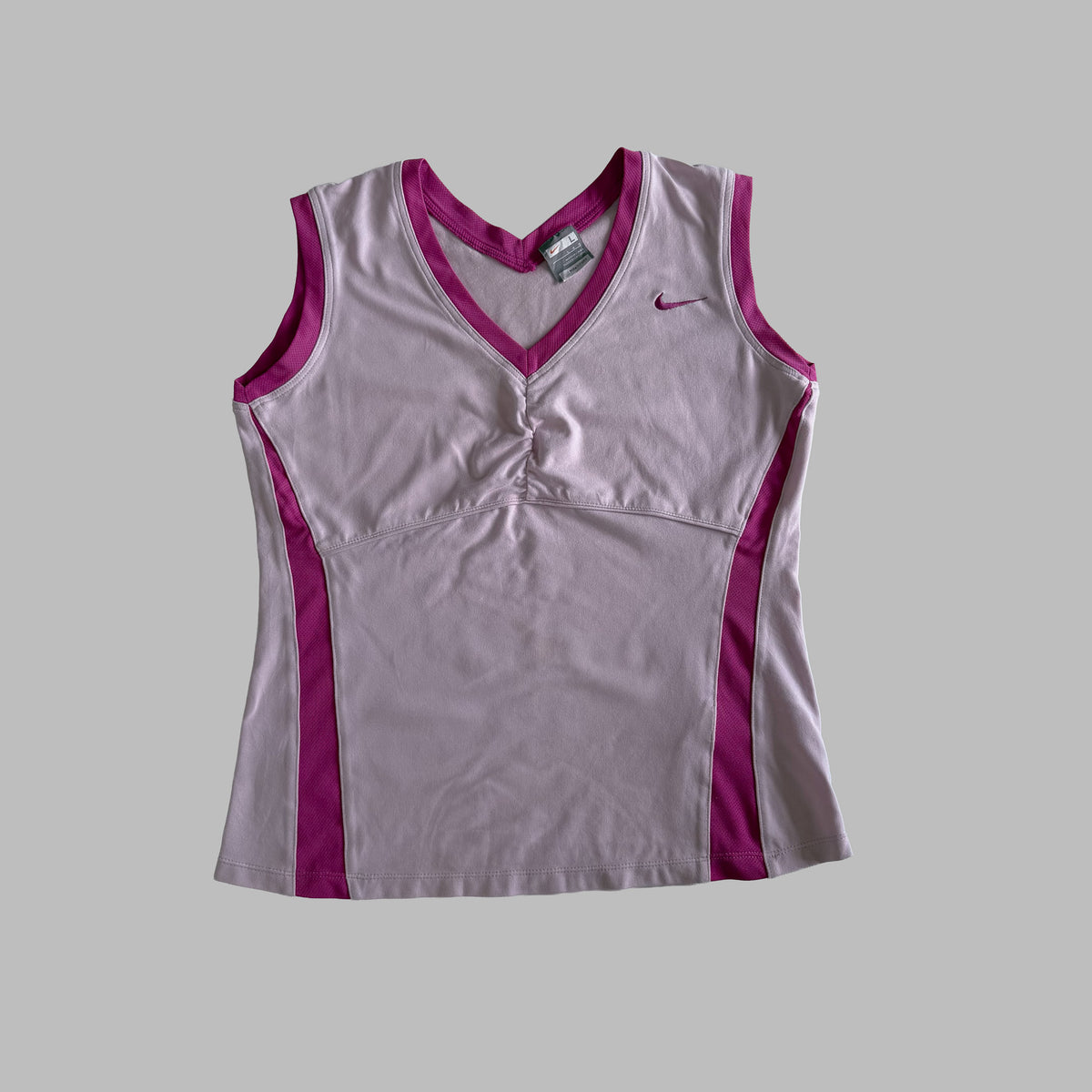 Y2K Nike Ruched V-Neck Activewear Top - L