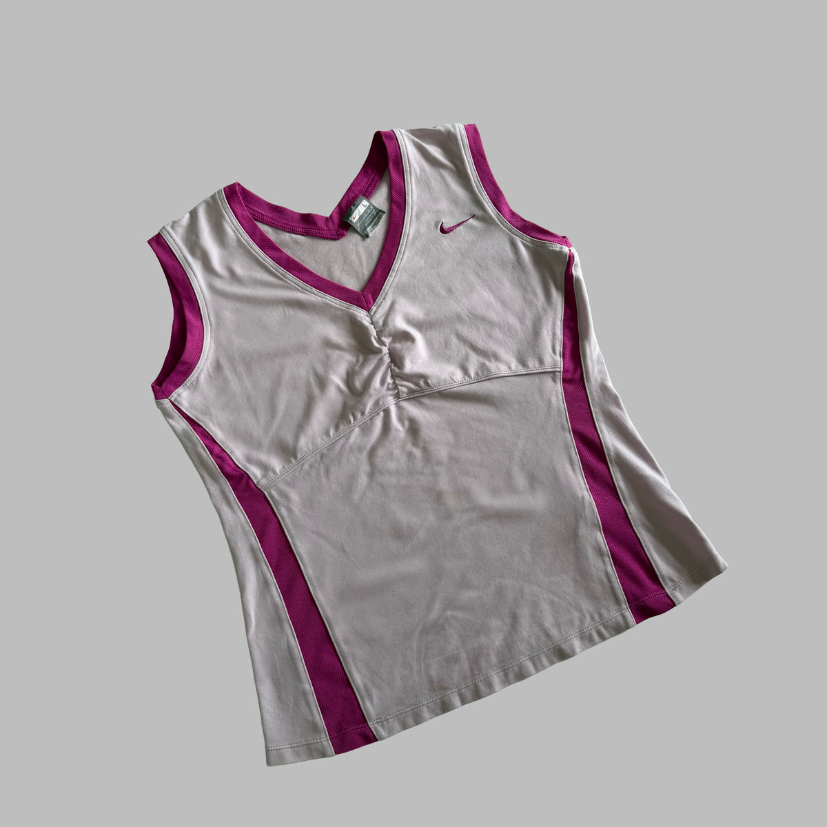 Y2K Nike Ruched V-Neck Activewear Top - L
