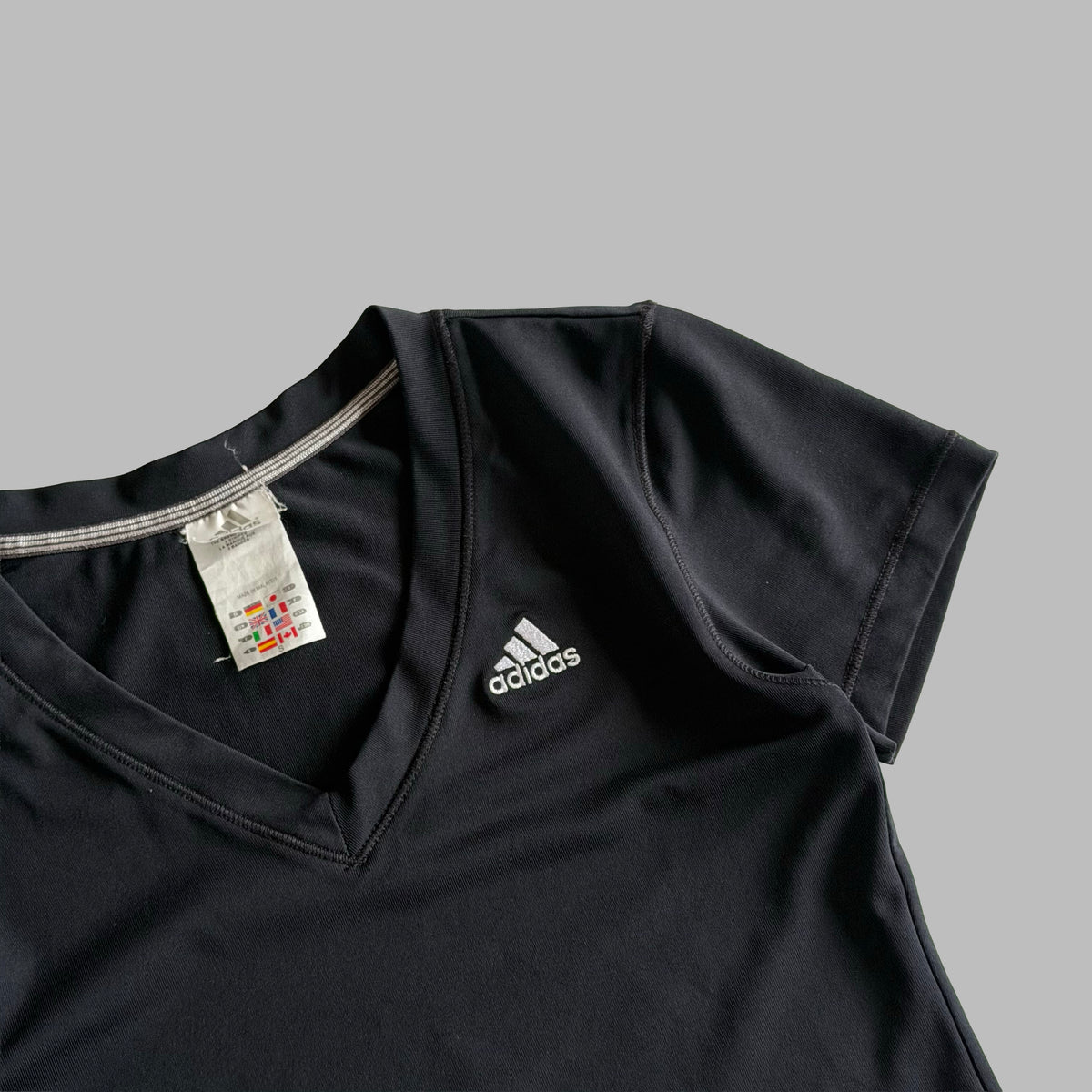 Y2K Adidas V-Neck Activewear Top - S