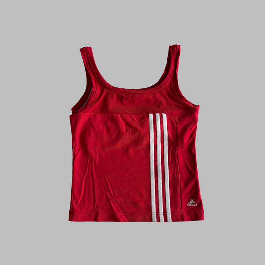 Y2K Adidas Three Stripe Scoop Neck Activewear Tank - M